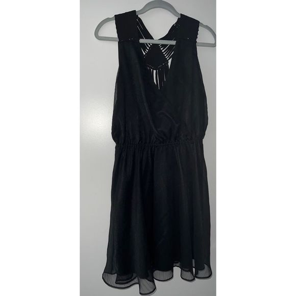 Bebe black cocktail dress macram supplice size medium - Picture 2 of 7